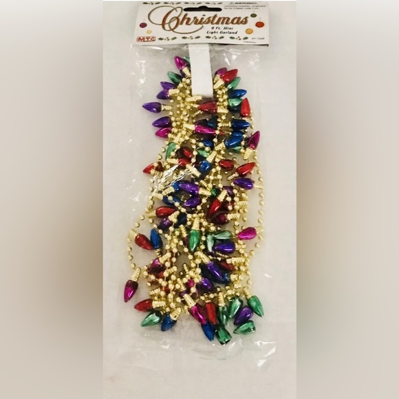 New Christmas 9 Foot Mini Garland Purple Blue Gold Red Pink Purple Green - Picture 1 of 16